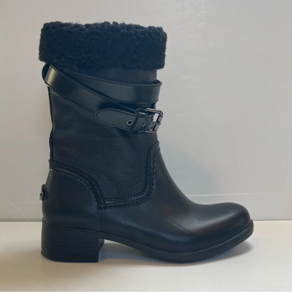Coach “Zena” Shearling Moto Boots Size 7 in Black